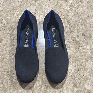 Rothy's Black Flats with Blue Trim